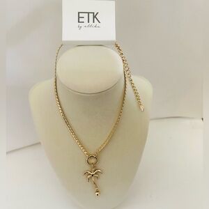 Ettika Hawaiian West Palm Tree Charm Layered Pendant Necklace, NWT